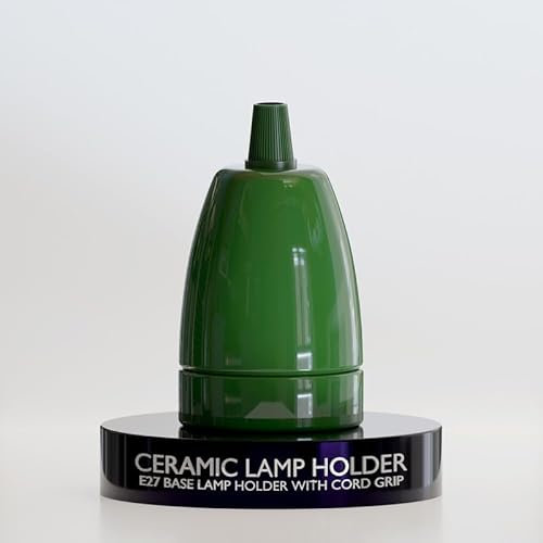 Lampenfassungen aus Keramik im Vintage-Stil, ES, E27-Fassung, antiker Retro-Edison-Farbe, Kordelgriffe (grün, Halterung)