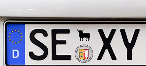 Ritter Mediendesign 2 Stück Stier Nummernschild Kennzeichen Aufkleber Klebegrafik Waschstrassenfest UV-Beständig