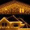 3M Outdoor Icicle Lights Christmas Window Curtain Light Outside Ice Lights Battery Powered Hanging Fairy Light Twinkle Light for Indoor Room Gazebo Decor(Warm White)