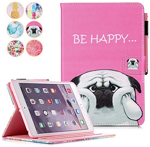 MOKASE Coque pour 10.2 Pouces iPad 9ème Génération 2021 / iPad 8ème Génération 2020 / iPad 7ème Génération 2019 - Étui en Cuir Synthétique avec Intelligent Sommeil/Réveil Porte-Stylo, Happy Dog
