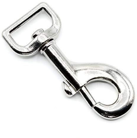 HEAVYTOOL Bolzenkarabiner 26mm x 87mm drehbarer gerader Wirbel Zinkdruckguss vernickelt (5 Stück) Haken Drehgelenk Hundeleine Halsband Taschen Schlüsselanhänger