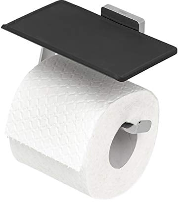 Tiger Dock Toilettenpapierhalter mit praktischer Ablage, Toilettenrollenhalter aus verchromtem Edelstahl, 150x85x95 mm