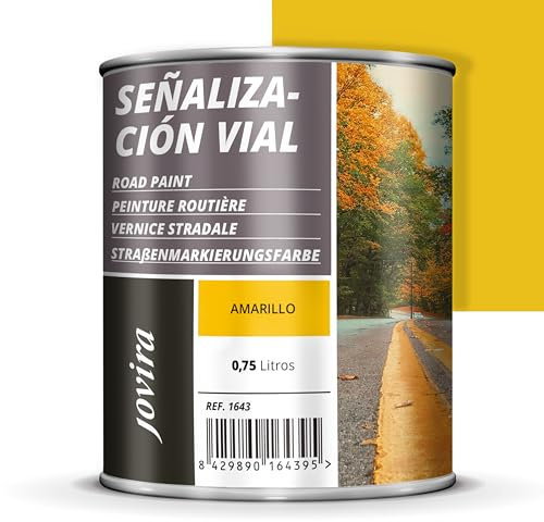JOVIRA PINTURAS Pintura Señalización Vial. Pintura especial para la señalización del tráfico, ideal para pasos de peatones, aparcamientos, bordillos, vados (750 Mililitros, Amarillo)