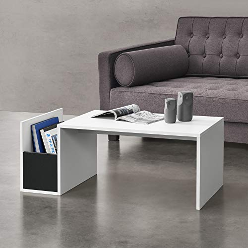 [en.casa] Couchtisch Bollnäs mit Ablagefach 90 x 45 x 35 Wohnzimmertisch Sofatisch Weiß