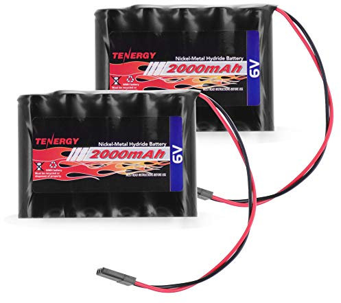 Tenergy - 2 Pack RX NiMH Receiver Battery with Hitec 6V 2000mAh Connectors, High Capacity Rechargeable Battery for RC Airplanes/RC Aircraft and More