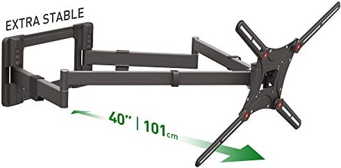 Barkan 1 Meter lang TV Wandhalterung, 13 - 80 Zoll Doppelarm, Schwenkbar / Vollbewegung flach & curved Fernseher TV Halterung, hält bis 50Kg, Extra stabil, 101cm, für LED OLED LCD, Max. VESA 600x400