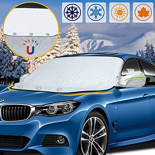 Frontscheibenabdeckung Auto Windschutzscheibenabdeckung mit 3 magneten, autoabdeckung Winter, Frostschutz Auto Frontscheibe, Eisschutz, Schneeschutz, Sonnenschutz, Geeignet für die meisten Autos SUVs
