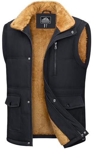 MAGCOMSEN Men's Quilted Winter Vest - Warm Fleece Lined, Soft Coats, Casual & Thick, Thermal & Snow Vest