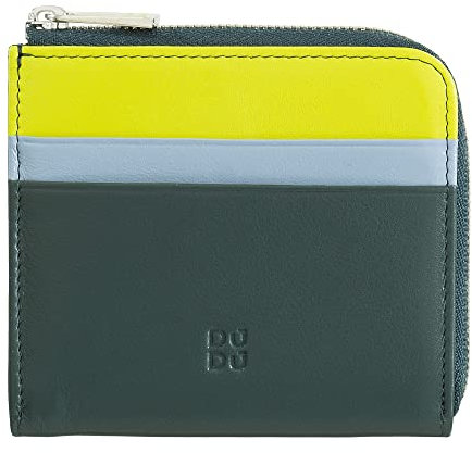 DUDU Portafoglio Uomo in Pelle Con Cerniera, Portafogli Donna Piccolo Compatto, Zip Esterna, Porta Monete e Carte Tessere Mangrove