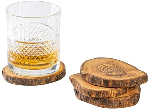 Jay Hill Untersetzer Tunea - Olivenholz - mit Rinde - ø 10 cm - 4 Stücke