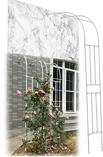 Vetris Rosenbogen aus Metall 60cm 120cm 150cm 180cm 220cm Breit, Torbogen Rankhilfe für Kletterpflanzen und Gartenbogen Rankgitter Witterungsbeständig Halbbogen Rankenbogen, Wandmontage, Schwarz/Weiß