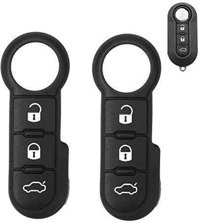 PMELCXD Telecomando a 3 Pulsanti Nero 3 Tasti in Silicone Nero Compatibile Con Fiat Punto - Stilo - Panda - 500 –500L - Lancia Delta, 2 Pezzi