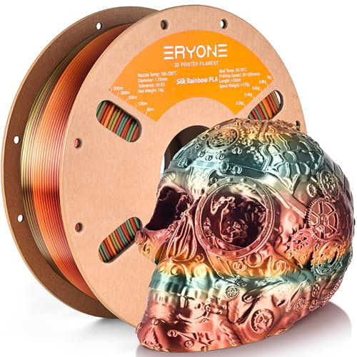 ERYONE Ultra Shiny Silk PLA Filament voor 3D Druker, PLA Filament 1.75mm, +/- 0,03mm,1kg 1 Spule, Multicolor Rainbow Fast Color Gradient Silk, Steampunk-Regenbogen