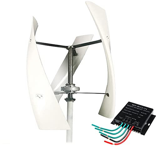 Aerogeneradores 220V con Controlador de Carga a Prueba de Agua 3 aspas para Uso doméstico Aerogenerador Vertical, 3000W Sin Ruido Aerogenerador Vertical de levitación magnética Vertical (Blanco) (48v