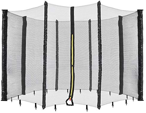 Arebos Sicherheitsnetz Trampolin | Ø 430 cm | 8 Stangen | Ersatznetz | Fangnetz | UV-beständig | wetterfest | engmaschig | verschließbar