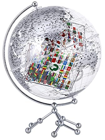 BOLOKA globus Dekoratio Silber Klare Weltkugel 10in Globus Der Welt Acryl Erdekugel Mit Metallstativständer Auf Dem Neuesten Stand (25 cm) Globen Büro (Color : World Globe C)