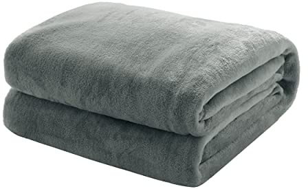 Mixibaby Kuscheldecke Flauschige extra weich & warm Wohndecke Flanell Fleecedecke, Falten beständig/Anti-verfärben als Sofadecke oder Bettüberwurf, Größe:240 cm x 270 cm, Farbe:Silber