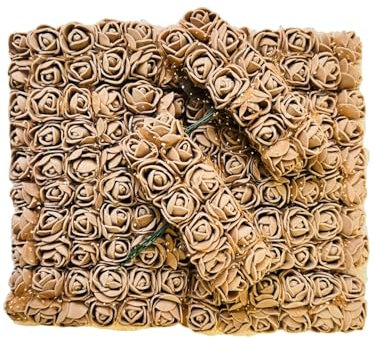 Lot de 144 roses artificielles en mousse marron pour mariage, bouquets de mariage, anniversaire, fête de mariage, décoration