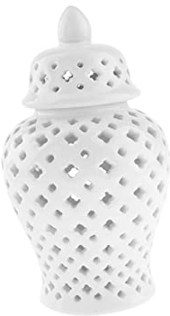 Fonowx Keramik Ginger Jar Vase Tempelglas mit Deckel Dekor Aufbewahrungsglas Handwerk
