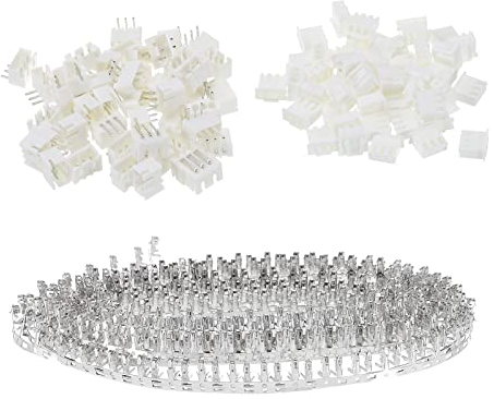 sourcing map 2.54mm Pitch XH Connector Kits 3 Pin Male Female Header Right Angle Socket Housing Cable Adapter and Crimp DIP Kits, 30 Set(150pcs)