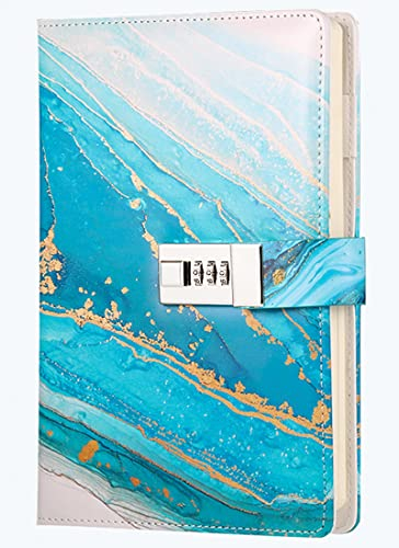 Dzhzal Schreibtagebuch mit Schloss für Damen, Mädchen, Jungen, Teenager, Kinder, Kunstleder, Persönliches Tagebuch, Nachfüllbar, Liniertes Papier, Passwort-Notizbücher A5