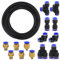 KtbeYTi 10 M Nero Tubo Pneumatico 8 mm OD x 5 mm ID Poliuretano PU Tubo, Tubo Aria con 14 Raccordi Rapidi Pneumatici(Forma Y/T/L/I) per Utensili Pneumatici