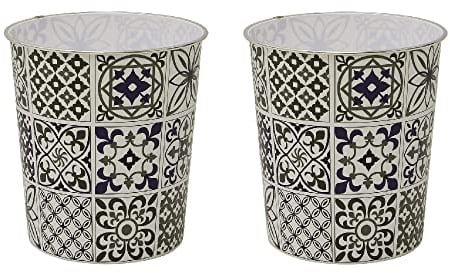 JVL Mosaic Navy Waste Paper Bin, Set of 2