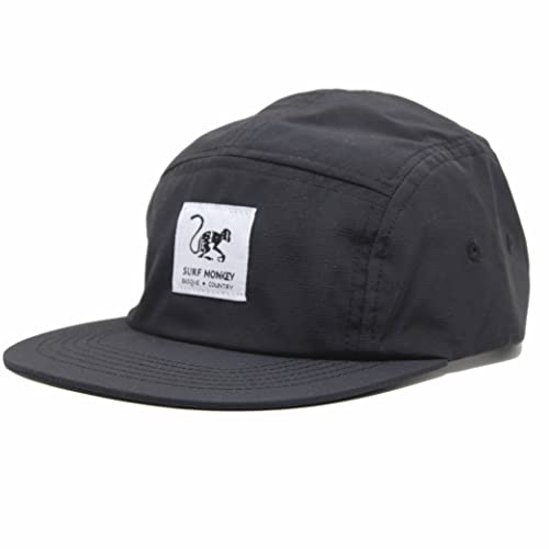 Surf Monkey Verstellbare Kappe mit Strapback, wasserdicht, klassische Jockey-Kappe für Herren/Damen, 5-Panel-Cap, Schwarz , One size