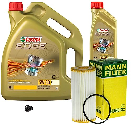 Inspektionspaket 6L 5W-30 für A3 Cabriolet Limousine Sportback A4 Avant Q5 | Motoröl EDGE 5W-30 LL Ölfilter Ablassschraube