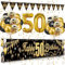 50 Geburtstag Dekoration Mann Frau, Schwarzes Gold 50. Geburtstags Deko, Happy 50th Birthday Banner, Zahl 50 Luftballons, Schwarzes Gold Konfetti Luftballons, Feuerwerk Dreieckiges Flaggenbanner