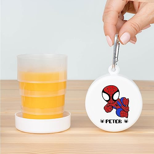 Wanapix | gobelet plastique pliable Superheroes | gobelet nominatif personnalisé | gobelet plastique pliable | retour à l'école/garderie | Sans BPA | gobelet pour enfants | 220ml | Spider Hero
