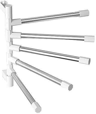 Swivel Towel Rail, 2PCS Folding Towel Holder 5-Arm Towel Rack Wall Mounted Stainless steel Towel Hanger Towel Storage Rack Towel Rails for Bathroom Toilet Kitchen