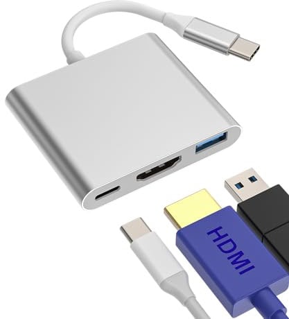 USB C to HDMI USB A Type C Hub for Apple iPhone 15 Pro Max Plus 3in1 Compatible for Samsung Galaxy for iPad Air4/5 Mini6 Splitter Thunderbolt Adapter Docking Station TV Display Monitor Connector CD