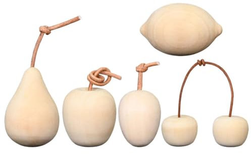 SEWACC 5pcs Unfinished Wooden Fruits, 3D Christmas Wooden Fruit Ornaments Fruit Shape Art Crafts Xmas Tree Hanging Ornament for Thanksgiving Christmas Party Decor