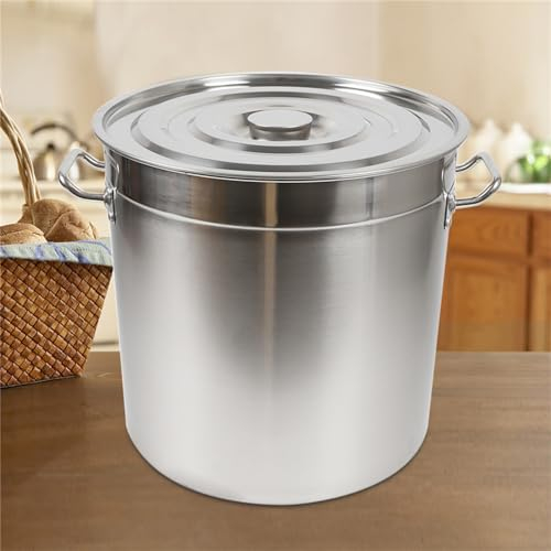 KEESUNG 50L Suppentopf Topf mit Deckel, Edelstahl Kochtopf Groß Edelstahl Küchenutensil Edelstahl Topf Suppentopf für den Einsatz im Restaurant Kantinen, 40x40cm