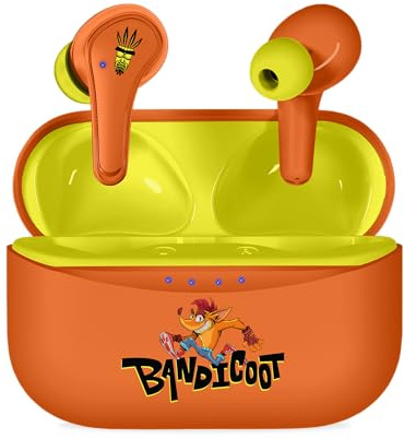 OTL Technologies Auriculares INALÁMBRICOS Crash Bandicoot con Estuche DE Carga Ear PODS Color Naranja