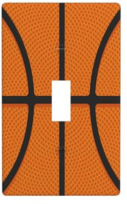 Retro Basketball Print Sports Light Switch Cover Decorative Funny Single Toggle 1 Gang Wall Plate Board Wallplates For Kitchen Farmhouse Bedroom Bathroom Art Decor