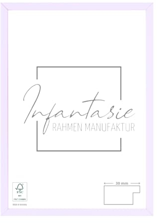 Infantasie 'N°2' Bilderrahmen 24x30 handgefertigt nach Maß | Flieder Pastell | MDF Holz-Design Collage Rahmen inkl. Kunstglas und Metall Aufhänger (Querformat & Hochformat)