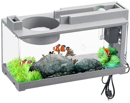 Petit Aquarium Carré Complet, Muet Aquarium avec Pompe À Eau Filtrante Et Lumière USB Transparent Petit Aquarium De Bureau pour Poisson Betta, Crevette, Poisson Rouge Poissons Tropicaux