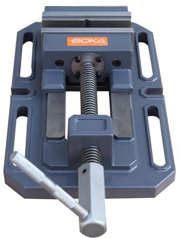 GEMTO Tornillo de banco de 140 mm, plano para fresado de metal, con mordaza prismática