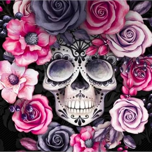 Rosace Kit diamond painting 5D PIEDRAS CUADRADAS.Pintura diamante adulto infantiles Diferentes medidas y hasta 80 modelos a elegir.(modelo calavera mejicana, 60x60cm).Diamond painting kit completo