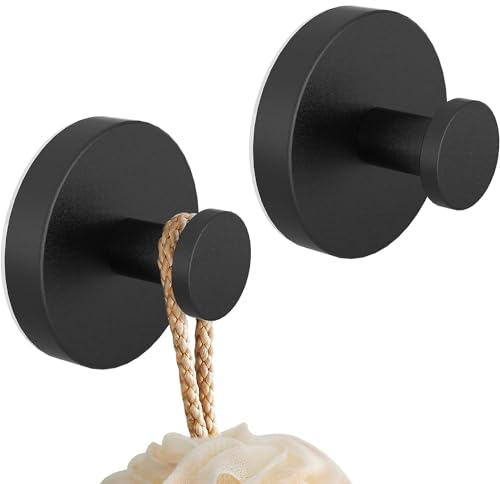 Haken Ohne Bohren 2 Stück Badezimmer Saugnapf Haken Saugnäpfe Gewinde Hooks Handtuchhaken Extra Stark Saughaken (Schwarz)