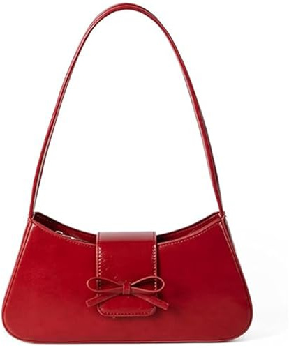 Amszke Borsa a tracolla da donna, borsa hobo alla moda, pochette in pelle verniciata con fiocco carino
