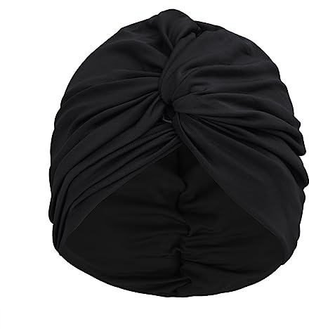 JIAHG Bonnet de Bain Turban Pré-noué Plissé Élastique pour Femme | Bonnet de Piscine Protection Oreilles Tissu Respirant Non Étanche pour Natation Sauna Spa