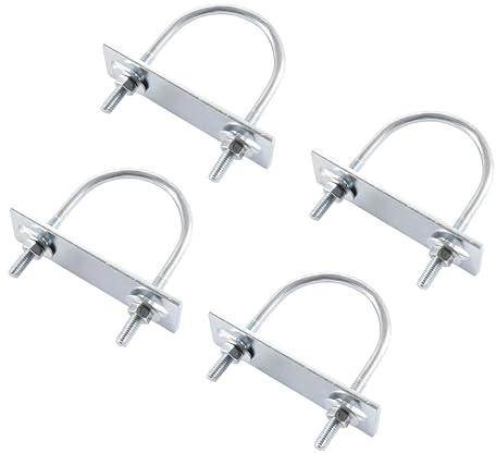MACHSWON Round U-Bolt,4 Set Zinc Plated Alloy Steel M6 U Bolts 50mm(1.97) Inner Width 80mm Length with Nuts and Frame Plate for Automobiles Boat Trailer