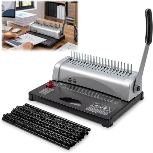 WUDLEP Binding Machine, 21-Hole, Max Binding Capacity 450 Sheets | Comb Binding Machines with Starter Kit 100 PCS 3/8'' Comb Binding Spines, Comb Binding Machine for A4/A5