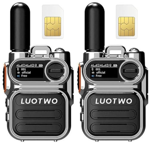 LUOTWO G388 2-Pack Global 4G Walkie Talkies con schede SIM Copertura nazionale Gamma di comunicazione illimitata PoC radio bidirezionali con torcia elettrica per adulti Intercom a lungo raggio 5000km