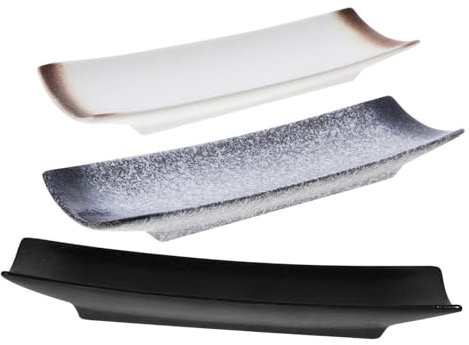 3pcs Japanese Ceramics Shark Sushi Plate Set with Boat Shape Dumpling Plate