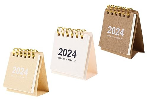 DIYEAH 3 Stücke Mini Kalender 2024 Schreibtisch Kalender Desktop Kalender für Büro Hause Schule