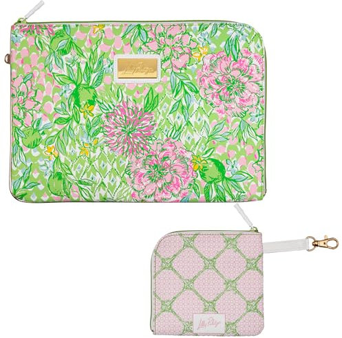 Lilly Pulitzer Gepolsterte Tech-Hülle mit kleiner Reißverschlusstasche für Zubehör, süße Laptoptasche für Damen, Tablet-Tasche oder 13-Zoll-Laptophülle, Limettengrün, Limettengrün